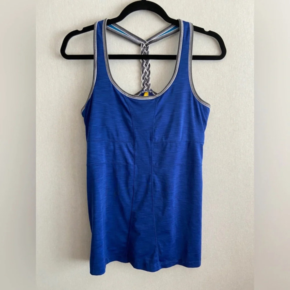 Lole braided T back athletic tank top with shelf bra  Sz L - Picture 1 of 10